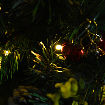 HOMCOM 2-er Set Weihnachtsbäume، Künstlicher Mini-Christbaum mit LED-Lichtern، Kunststoff، Metall، Ø33 x 75 cm، Grün