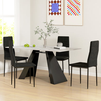 HOMCOM 4er-Set Esszimmerstühle, armloses Design, Stoffpolsterung, Metallbeine, Schwarz