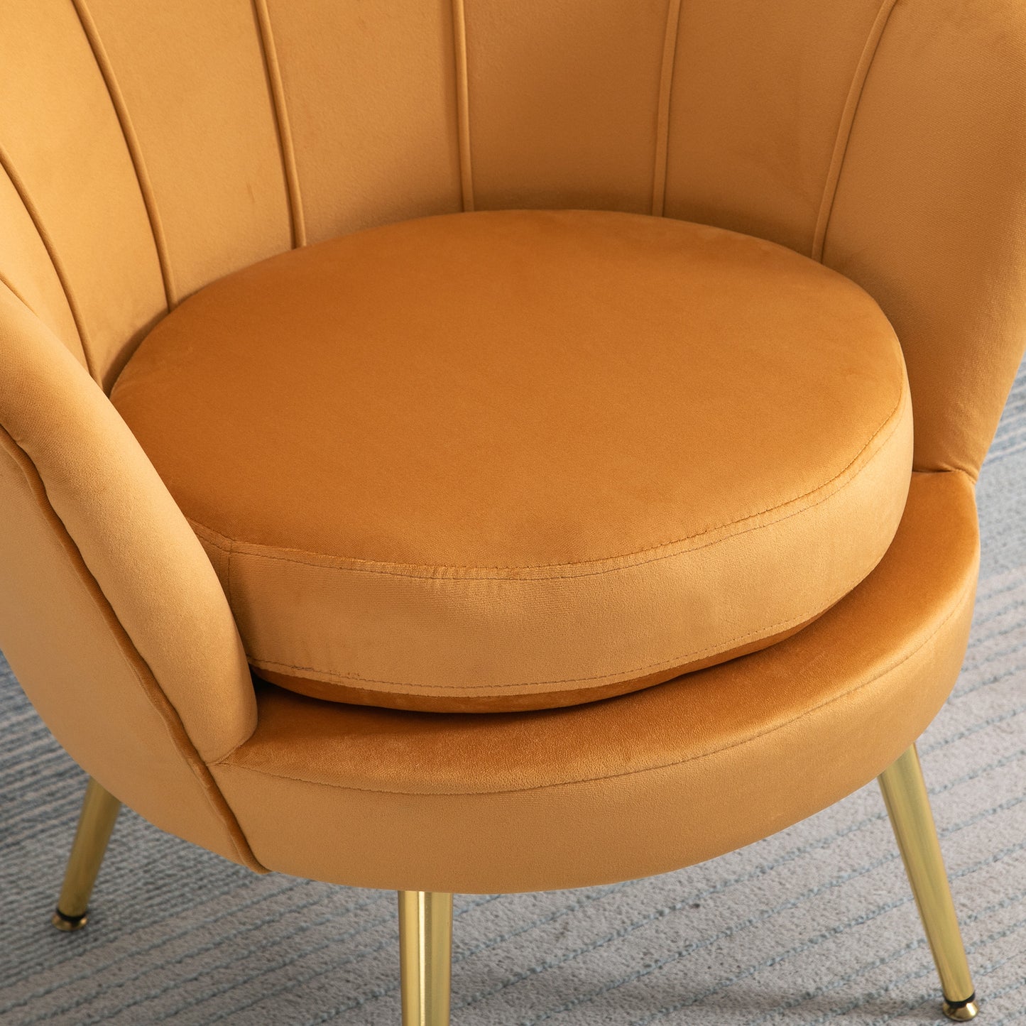 HOMCOM Lounge-Sessel, Vintage-Sessel i Samtoptik, Metallgestell, 76 x 67 x 74 cm, Gelb