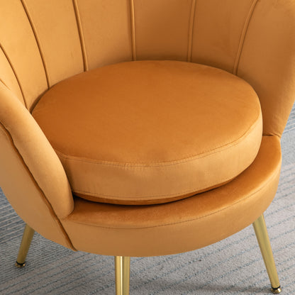 HOMCOM Lounge-Sessel, Vintage-Sessel i Samtoptik, Metallgestell, 76 x 67 x 74 cm, Gelb