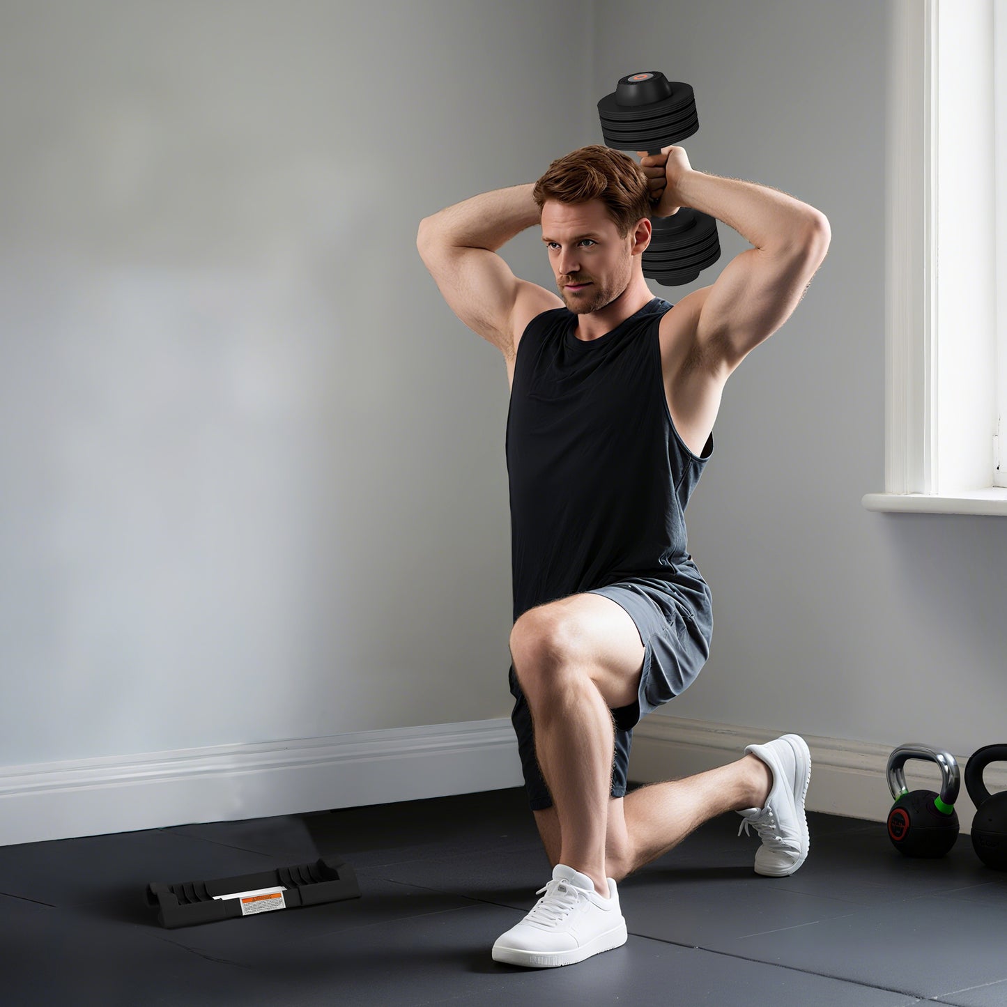 SPORTNOW Verstellbare Einzel-Hantel, 7/13/18/24 kg Kurzhantel mit Ablagefach, mit rutschfesten Griffen, Schwarz