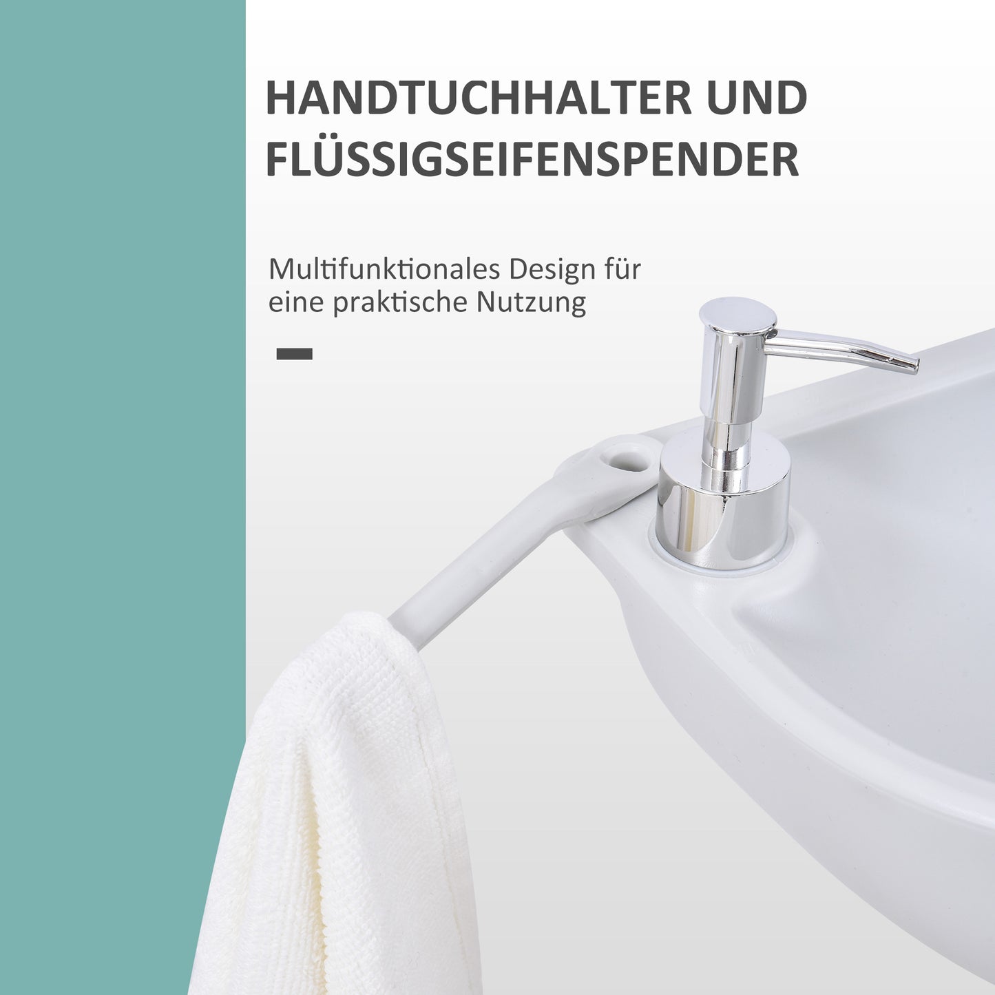 Outsunny Waschbecken Handwashbecken Mobiles Waschbecken، tragbar،inkl. راديرن، 51 سم × 33.5 سم × 103 سم، فايس