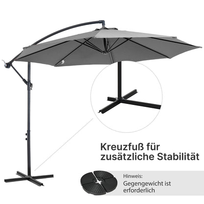 Outsunny Sonnenschirm mit Handkurbel Wetterbeständig 2,95 m x 2,95 m x 2,45 m Polyester Stahl Schwarz