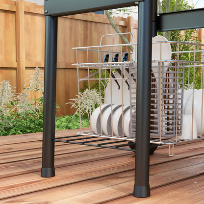 Outsunny Holzkohlegrill Smoker BBQ-Grill, 1 Ablage,inkl. Thermometer, 83 x 46.5 x 115 cm, Schwarz