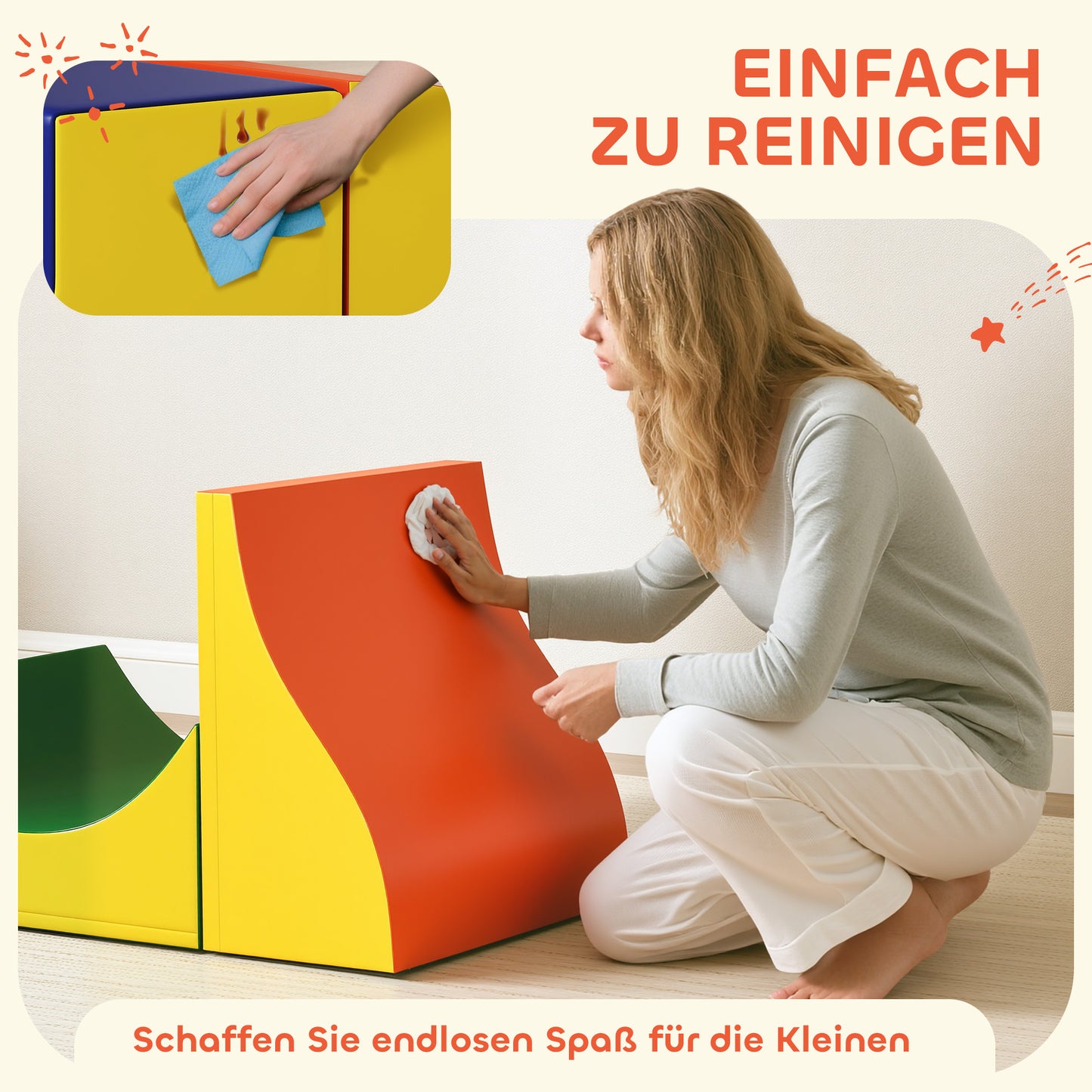 AIYAPLAY 3-teiliges Kletter- und Krabbelset für Kleinkinder, Kunstleder, Schaumstoff, Gelb