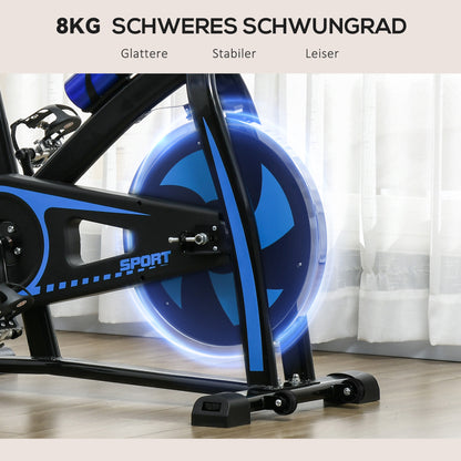 SPORTNOW Heimtrainer, leise, anpassbarer Widerstand, Pulssensor, Monitor, Blau