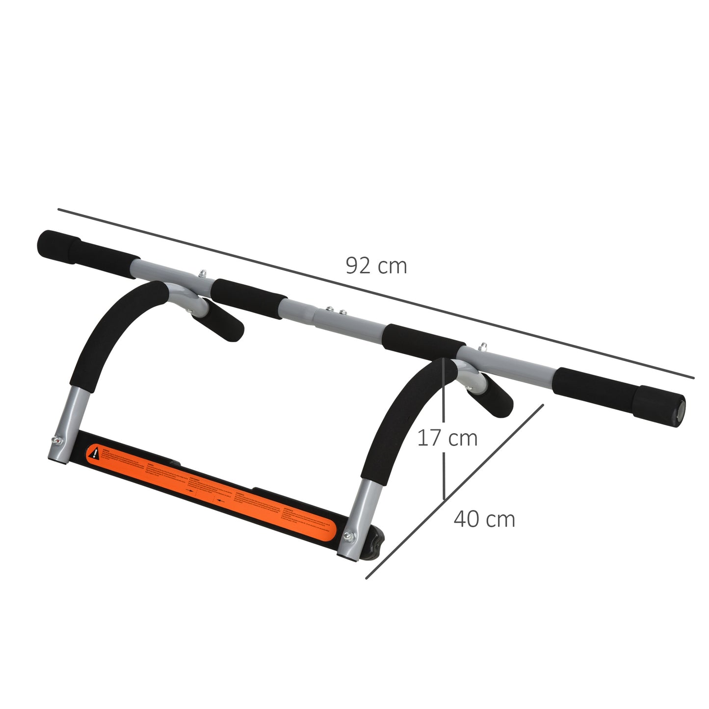 HOMCOM Klimmzugstange، التدريبات-Halterung، Multifunktions-Türreck، Stahl، Schaumstoff، 92 x 40 x 17 cm، Schwarz+Grau