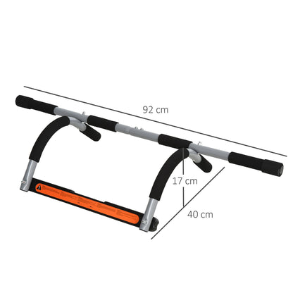 HOMCOM Klimmzugstange، التدريبات-Halterung، Multifunktions-Türreck، Stahl، Schaumstoff، 92 x 40 x 17 cm، Schwarz+Grau