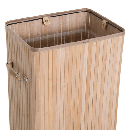 HOMCOM Wäschekorb schmal mit Deckel 72L Wäschesammler mit Griff، herausnehmbarer Wäschesack، Wäschebox for Washküche Schlafzimmer Badezimmer Natur