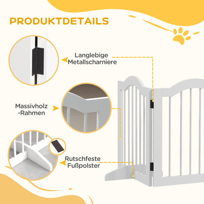 PawHut Hunde-Absperrgitter، 5 Paneele، klappbar، flexibel، Massivholz/MDF، 254,5x29,5x61 سم، Weiß