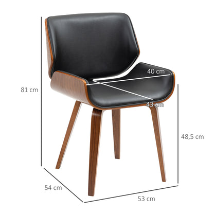 HOMCOM 2er-Set Vintage-Esszimmerstühle, Holz, Stoffbezug, Schaumstoff, Schwarz