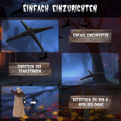 Outsunny 150 سم Halloween Dekoration Halloween Hexe mit LED-Lichter، Soundfunktion verstellbare Arme، Kopf