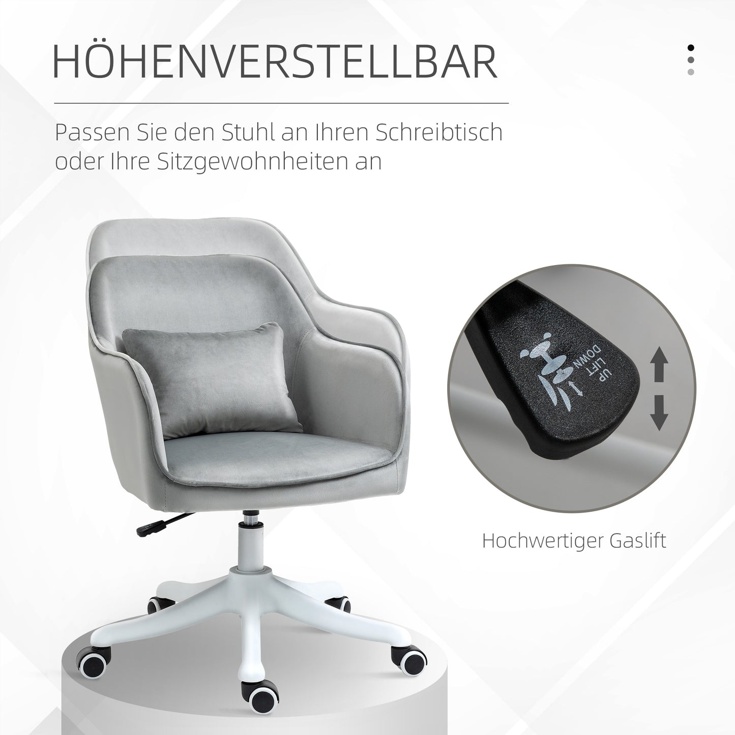 Vinsetto Massage Schreibtischstuhl 78-86 cm höhenverstellbarer Bürostuhll Drehstuhl Computerstuhl mit USB-Schrittstelle Arbeitsstuhl mit Vibrationsfunktion Lendenkissen Massagefunktion Grau