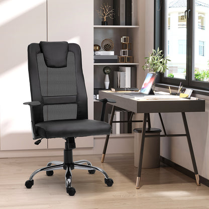 Vinsetto Bürostuhl Drehstuhl höhenverstellbar Chefsessel Schreibtischstuhl ergonomisch PU schwarz 66 x 73 x 108-118 cm