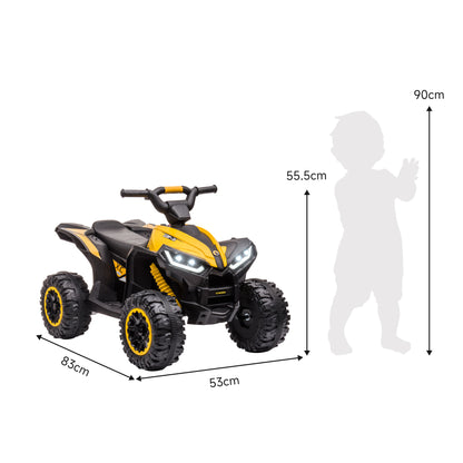 HOMCOM Elektro-Kinderquad, LED-Scheinwerfer, MP3-Player, Stoßdämpfer, ergonomischer Sitz, Gelb+Schwarz