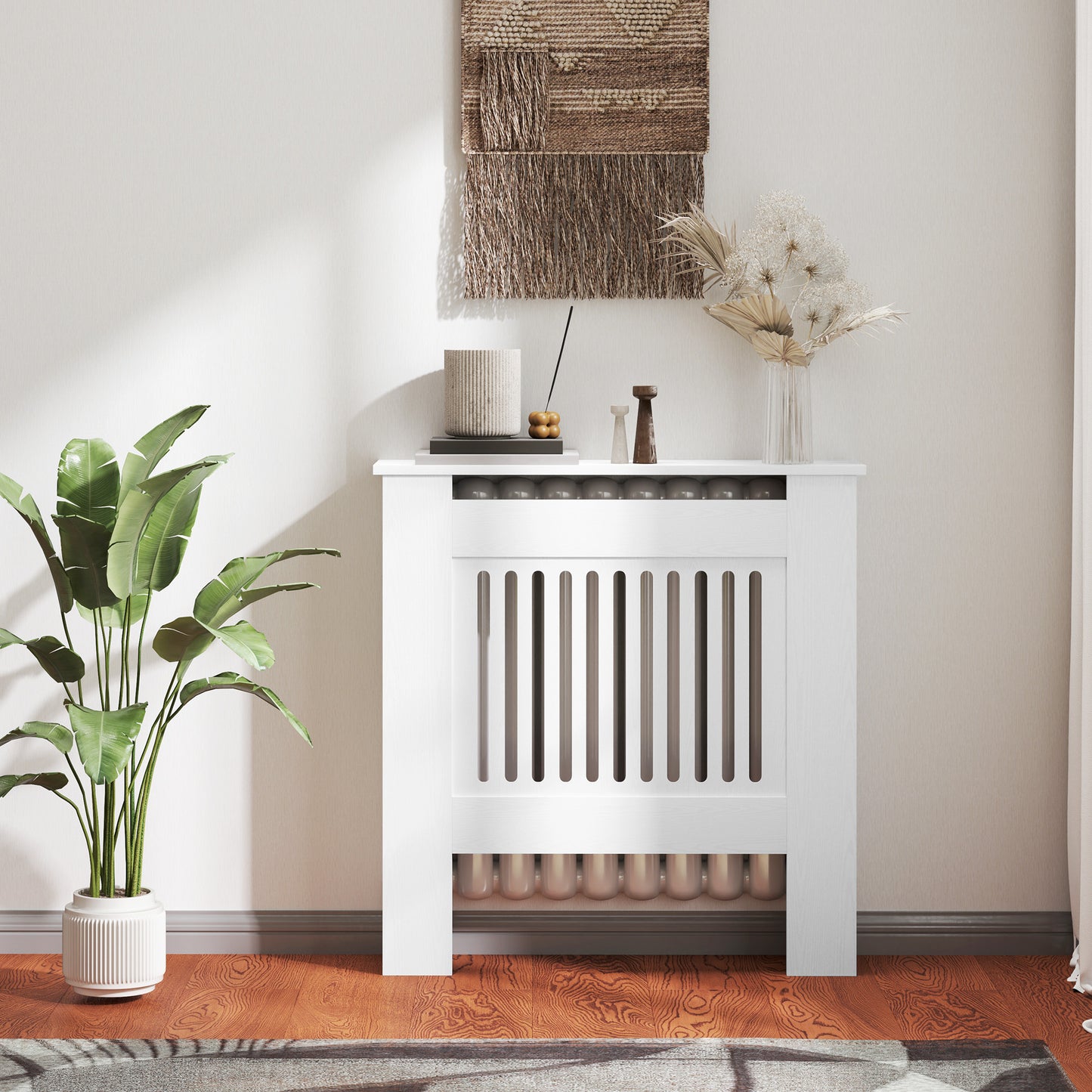 HOMCOM Heizkörperverkleidung, Heizungsabdeckung, 78 x 19 x 81cm, Heizkörper-Abdeckung für Schlafzimmer, Wohnzimmer, MDF, Weiß