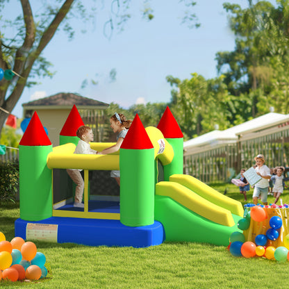 HOMCOM Hüpfburg mit Rutsche und Sicherheitsnetz, bis 100 kg, 3-10 Jahre, 300x180x160cm
