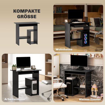 HOMCOM Computertisch, Schreibtisch, Spanplatte, Metall, 80 x 45 x 75 cm, Schwarz