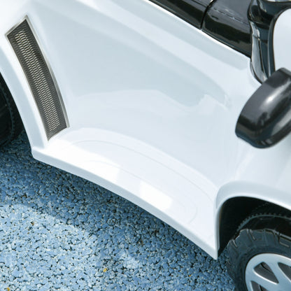 AIYAPLAY 2-in-1 Rutschauto, abnehmbares Verdeck, Lichter, Musik, Hupe, Kunststoff und Metall, 96 x 39 x 90 cm, Weiß/Schwarz