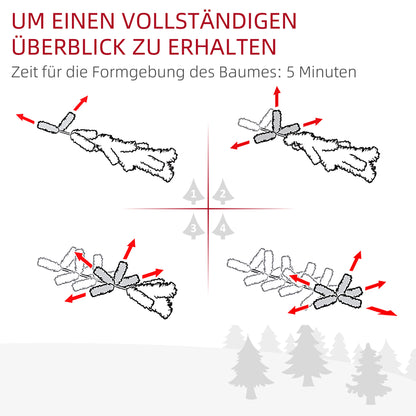 HOMCOM Weihnachtsbaum mit LED-Beleuchtung, 60 cm, Tannenzapfen und rote Beeren, inkl. Ständer, Grün/Weiß