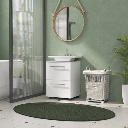 HOMCOM Badezimmerschrank، Waschbecken-Kommode mit Schublade، kompakt، Spanplatte، Weiß