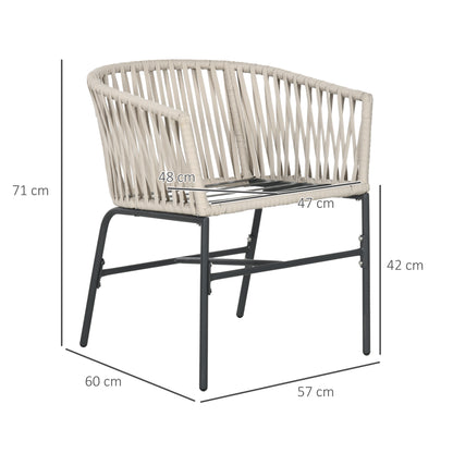 Outsunny Terrassenstuhl 2er-Set، Boho-Stil، bequeme Sitzschal، Sitzauflagen،washbarer Bezug، Metallrahmen، بيج