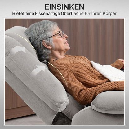 HOMCOM Aufstehsessel mit Massagefunktion, 90x93x110cm, Hellgrau