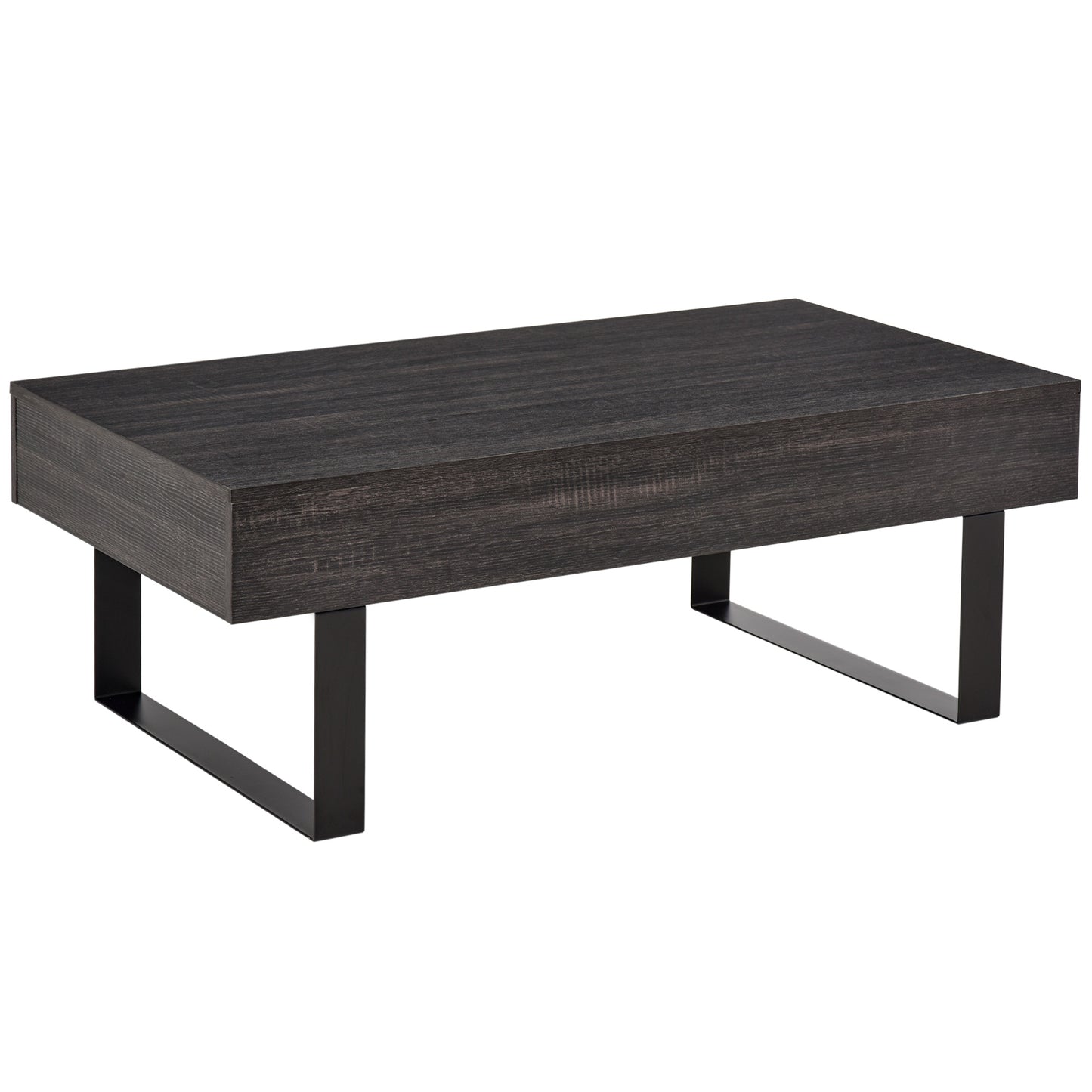 HOMCOM Couchtisch Wohnzimmertisch mit Schublade Modern Sofatisch mit Metallrahmen Beistelltisch Kaffeetisch für Wohnzimmer 110 x 60 x 40 سم، Dunkelgrau