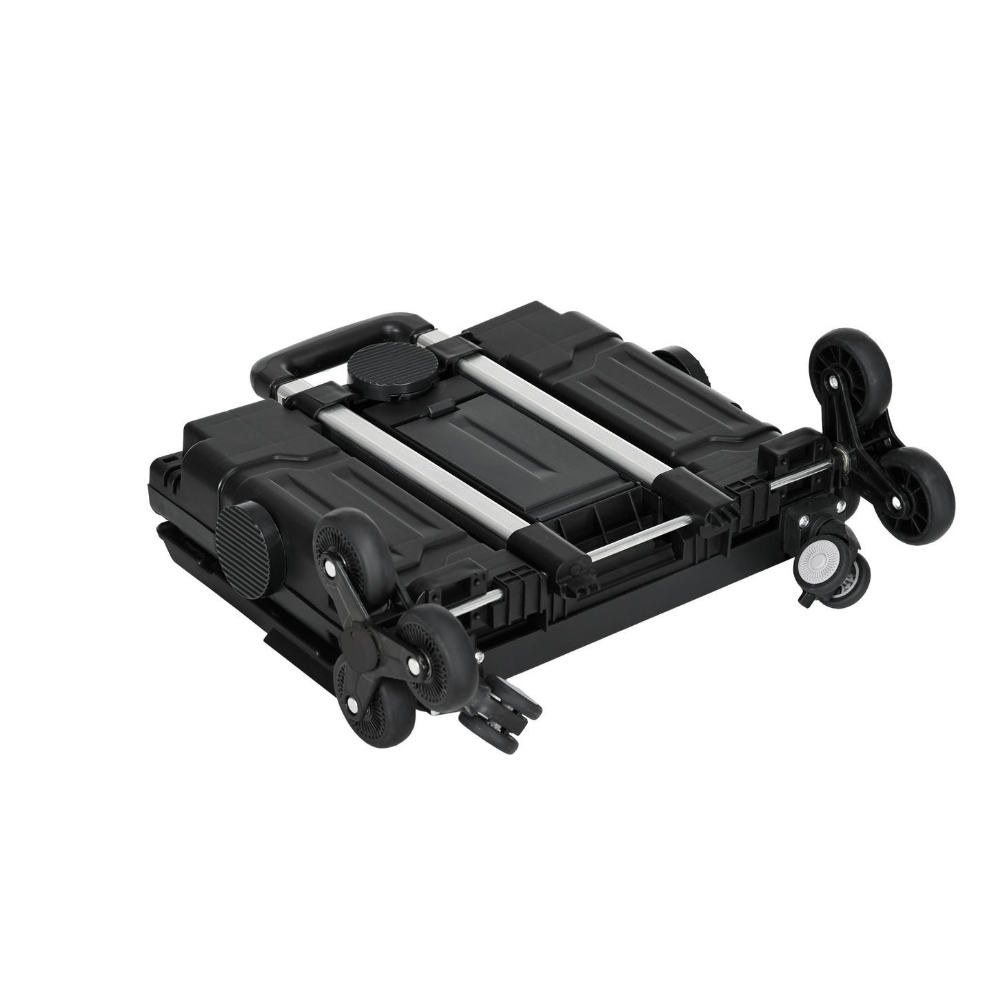 HOMCOM Einkaufswagen Einkaufstrolley, Treppensteiger, klappbar, Teleskopgriff, bis max. 65 Kilo belastbar, Schwarz