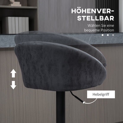 HOMCOM 2er-Set Barhocker, höhenverstellbar, 360-Grad-Schwenk-Design, 57 cm x 50 cm x 84-104cm, Grau