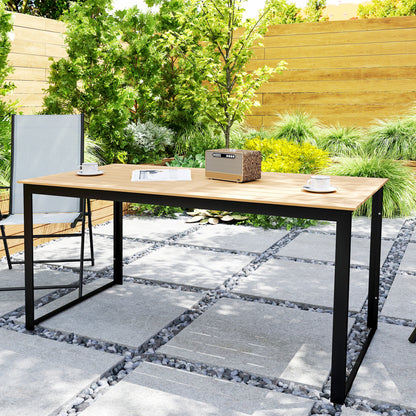 Outsunny Gartentisch für 6 Personen 160 x 80 cm Wetterfest Balkontisch mit Lamellen-Tischplatte, Buffettisch Outdoor Teak