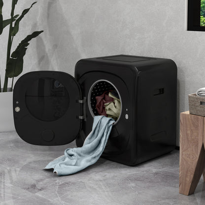 HOMCOM Wäschetrockner mit UV-Desinfektion, kompakte Bauweise, 4 kg Kapazität, Edelstahl, Schwarz