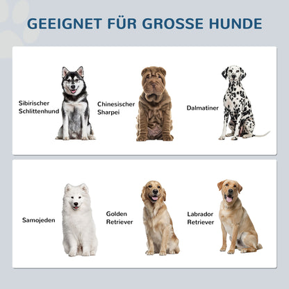 PawHut Futterstation Erhöhte Fressnäpfe 1 Stauraum 2 Edelstahl-Futternäpfe, 60 x 30 x 42cm, Weiß + Grau