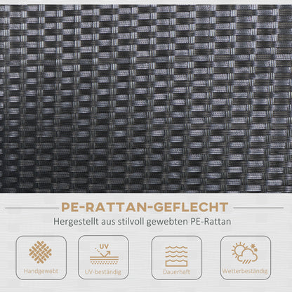 Outsunny Gartenmöbel-Set. 4-tlg., 2 Sessel, 1 Sofa, 1 Couchtisch, abnehmbare Polster, PE-Rattan, Schwarz