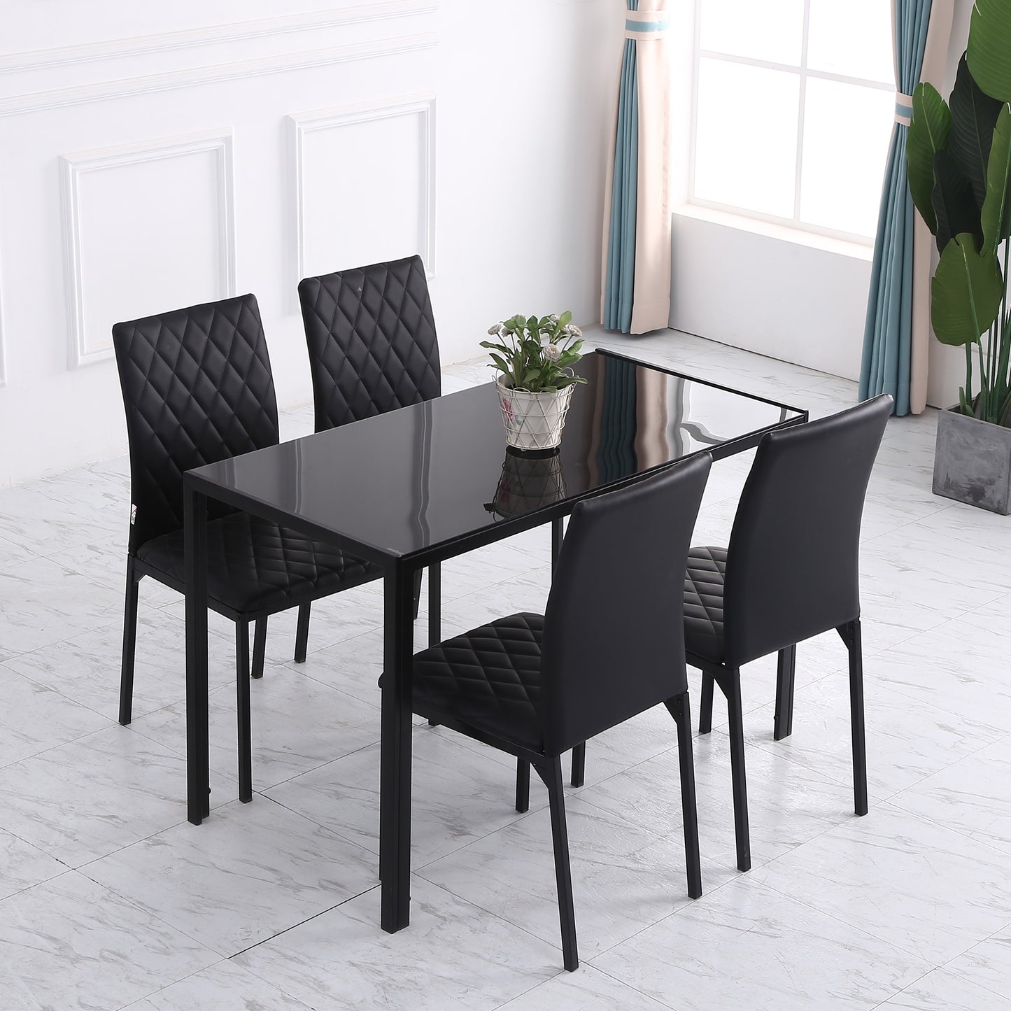 HOMCOM HOCMOM 4er-Set Stühle Esszimmerstühle Küchenstühle 41 cm x 50 cm x 91 cm, Schwarz