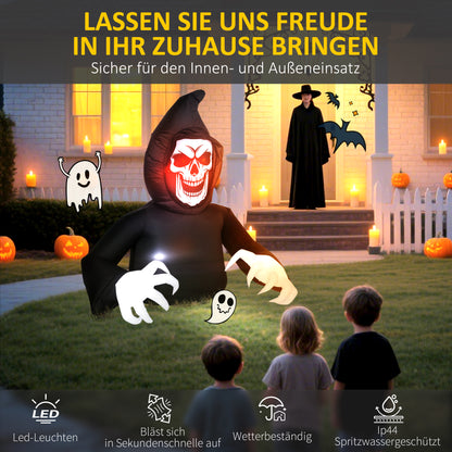 Outsunny Aufblasbare Halloween-Dekoration، Sensenmann، LED-Leuchten، Gebläse، Kabel