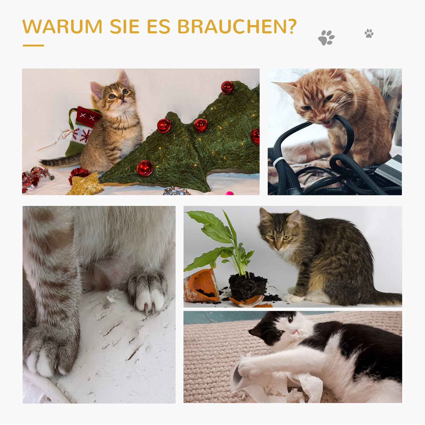 PawHut Kratzbaum 57 سم Kleiner Katzenbaum mit Katzenhöhle، Liegeplattform، Katzenkratzbaum mit Kratzbrett، Spielball، Katzenmöbel für Katzen bis 5 كجم Hellgrau
