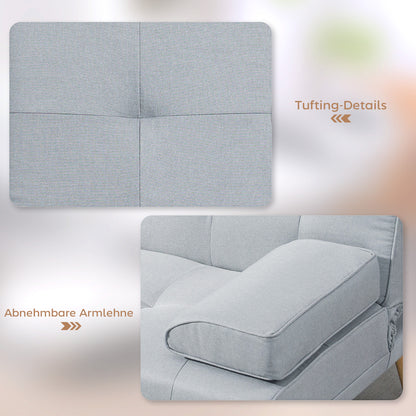 HOMCOM Schlafsofa، 3-Sitzer-Sofa، Bettsofa mit Klappbarem Tisch، Stoffsofa mit Leinenoptik، Schlafcouch mit Becherhalter، im Skandi-Design، bis 250kg Belastbar، Hellgrau