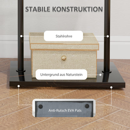 HOMCOM Garderobenständer، Kleiderstange mit Stoppern، 3 Haken، Ablagefach، Kunststeinsockel، شوارتز
