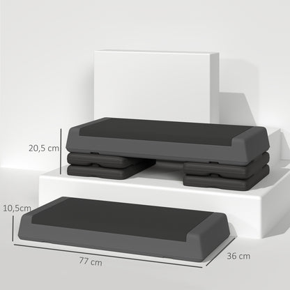 SPORTNOW Höhenverstellbarer Fitness-Stepper, rutschfest, für Zuhause, das Fitnessstudio oder das Büro geeignet, Kunststoff, Grau