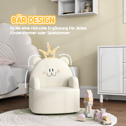 AIYAPLAY Kindersessel, Bärenform, weicher Teddyfleece, bis 3 Jahre, 52x48x59 cm, Beige