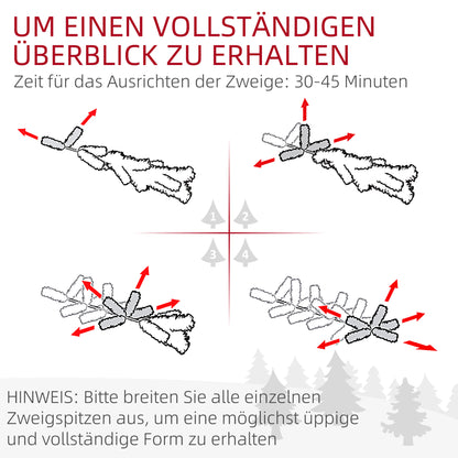 HOMCOM Künstlicher Weihnachtsbaum, 180 cm, LED-Lichter, schneebedeckt, flammenhemmend, Metall