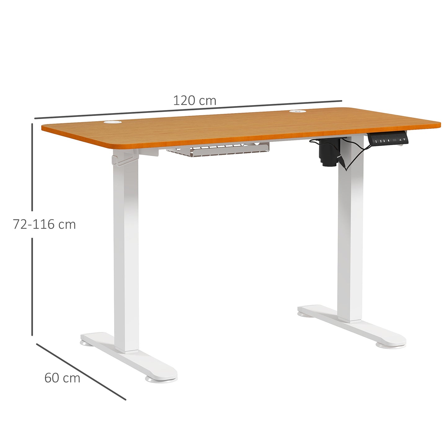 Vinsetto Stehschreibtisch, höhenverstellbar, 120x60x72-116cm, Natur/Weiß