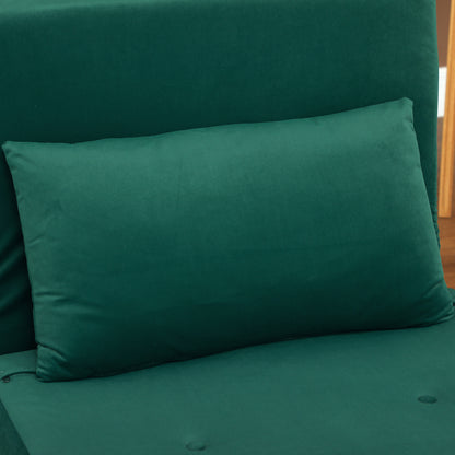 HOMCOM Klappsessel mit Bettfunktion, Klappbarer Relaxsessel in Samtoptik, Verstellbare Lehne, bis 120 kg belastbar, Dunkelgrün