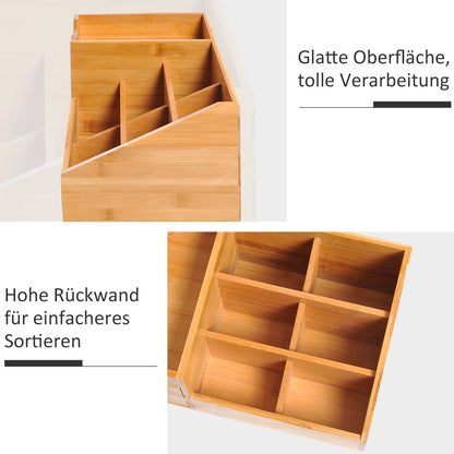 HOMCOM Schreibtischorganizer Aufbewahrungsbox Büro Box Organisation 2 Schubladen Natur L33 x B20,5 x H15,5 cm