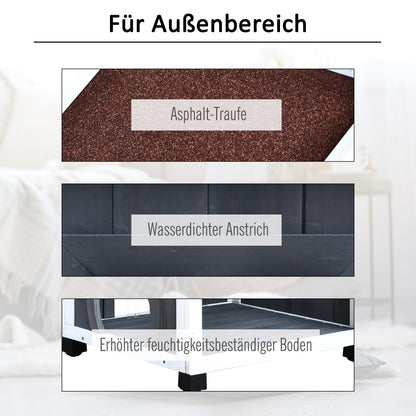 PawHut Katzenhaus für Katzenbett oder Katzentoilette, Katzenschrank, Katzenklo Indoor, Tannenholz, Asphaltdach, Grau, 59 x 55 x 109 cm