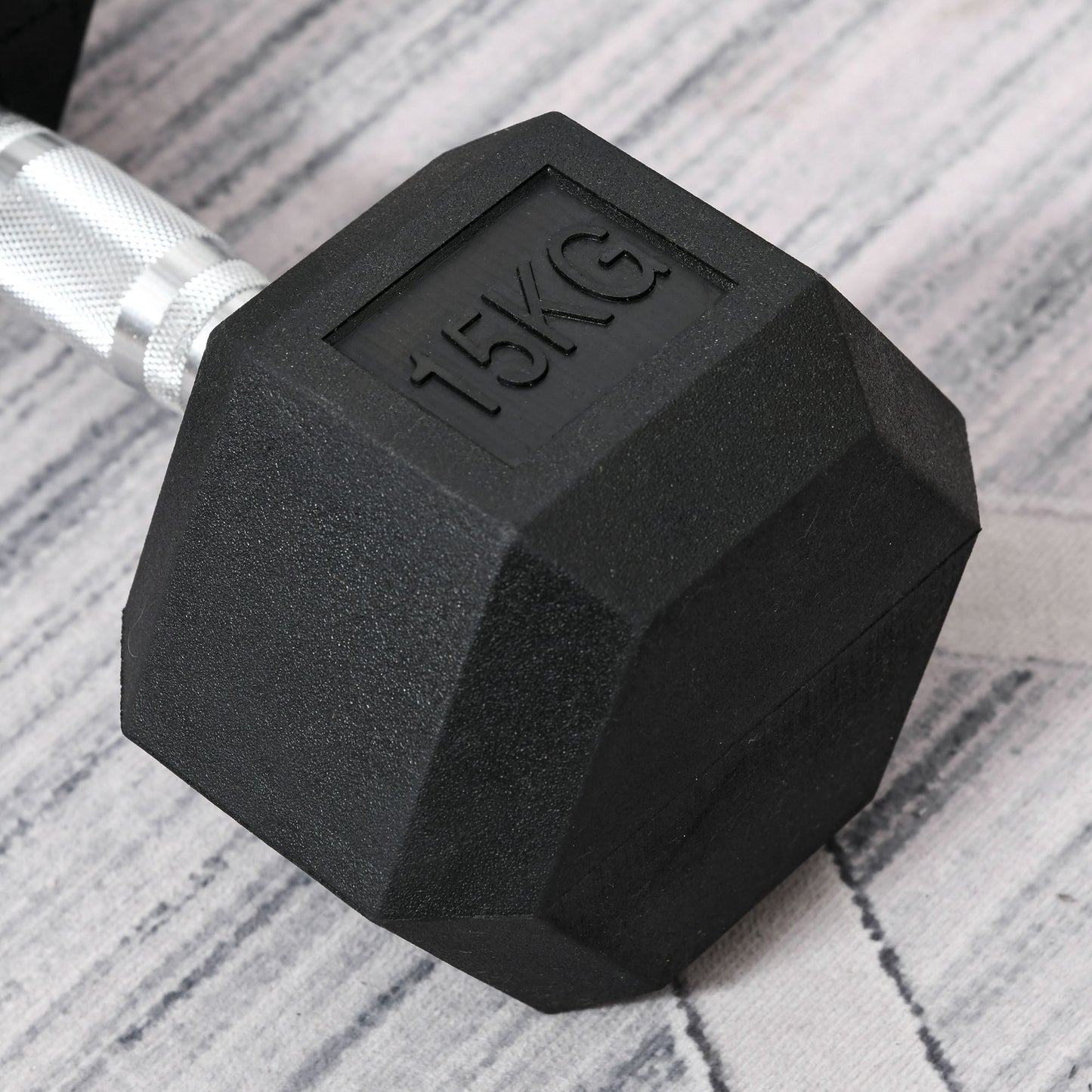 HOMCOM Hanteln mit gerändeltem Griff, Kurzhantel aus Gusseisen, 1 x 15kg, Kurzhanteln für Männer und Frauen, Dumbbell für Zuhause, Fitnessstudio, Krafttraining