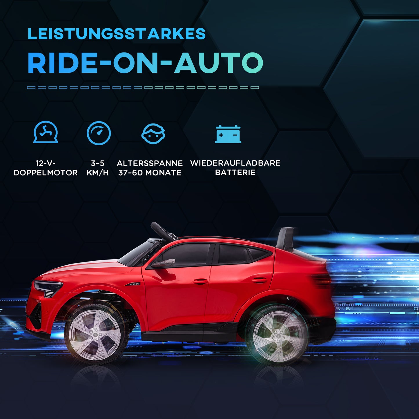 HOMCOM Kinder-Elektroauto, bis 5 km/h, mit Sicherheitsgurt, Fernbedienung, Scheinwerfern, Musikfunktion, rot