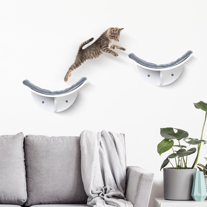 PawHut Katzenliege Katzen Wandliege Katzenbett Katzenregal Wandmontage Plüschauflage Grau 41 x 28 x 21 cm