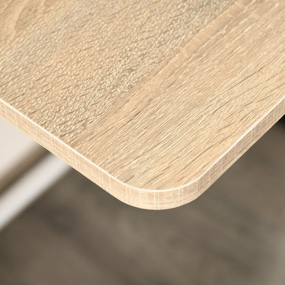 HOMCOM Schreibtisch, Computertisch mit Ablage und Kabel Management, moderner Schreibtisch mit Metallgestell für Arbeitszimmer, Schlafzimmer, Home Office, 84 x 45 x 85 cm, Weiß+Eiche